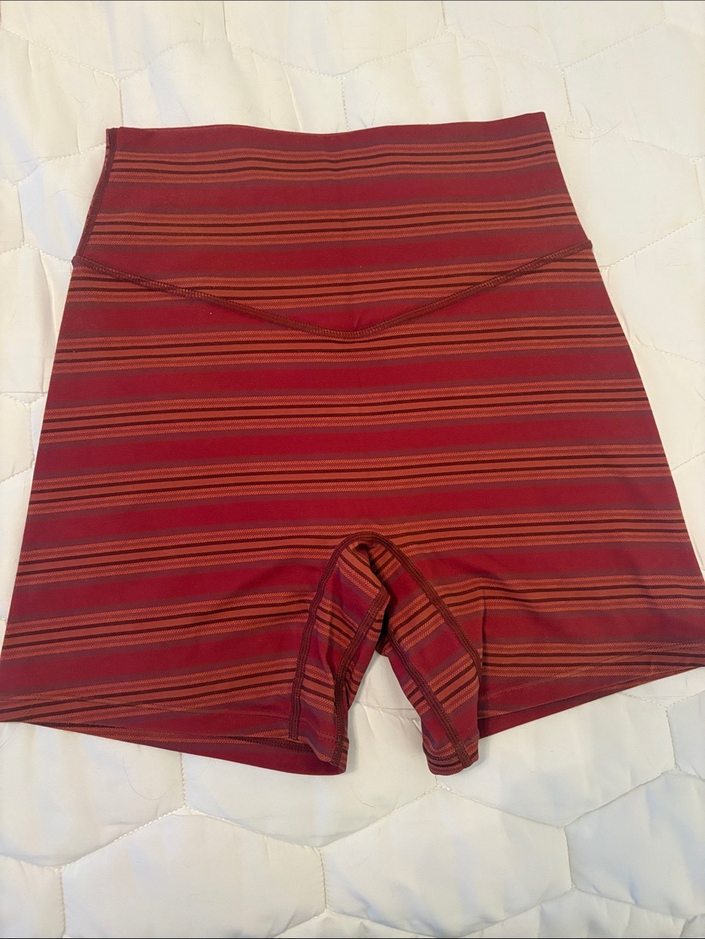 Vitality High-Waist Red Striped Women’s Shorts. Small